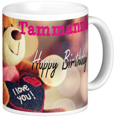 

Exoctic Silver Happy Birthday TAMMANNA Ceramic Mug(330 ml), Blue;pink
