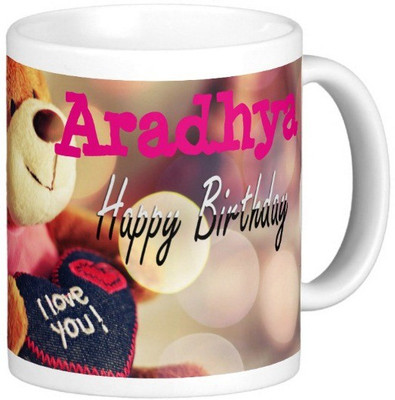 

Exoctic Silver Happy Birthday ARADHYA Ceramic Mug(330 ml), Blue;pink