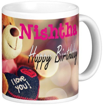 

Exoctic Silver Happy Birthday NISHTHA Ceramic Mug(330 ml), Blue;pink