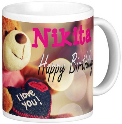 

Exoctic Silver Happy Birthday NIKITA Ceramic Mug(330 ml), Blue;pink