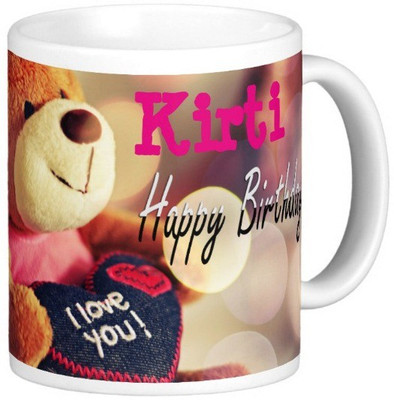 

Exoctic Silver Happy Birthday KIRTI Ceramic Mug(330 ml), Blue;pink