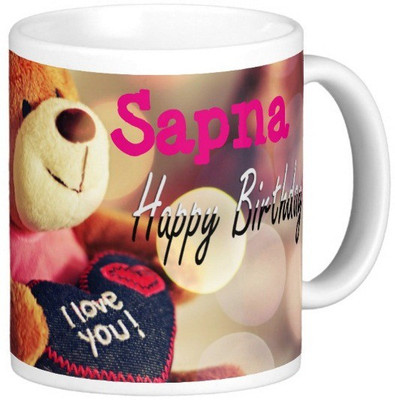 

Exoctic Silver Happy Birthday SAPNA Ceramic Mug(330 ml), Blue;pink