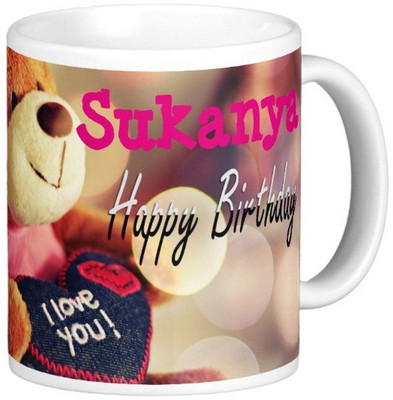 

Exoctic Silver Happy Birthday SUKANYA Ceramic Mug(330 ml), Blue;pink