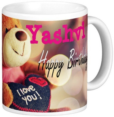 

Exoctic Silver Happy Birthday YASHVI Ceramic Mug(330 ml), Blue;pink