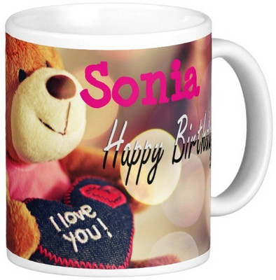 

Exoctic Silver Happy Birthday SONIA Ceramic Mug(330 ml), Blue;pink