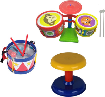 

HALO NATION High Quality Jazz Drum set Snare drum and a Stool complete musical set(Multicolor)