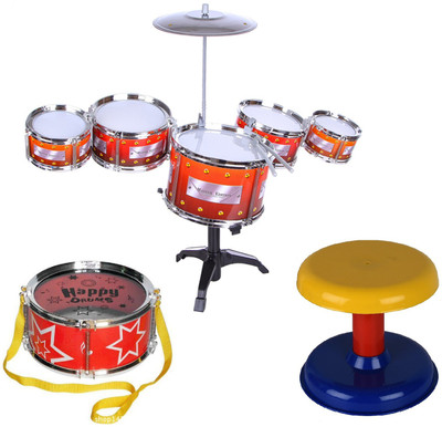 

HALO NATION Ultimate Jazz Drum Set musical Instrument with 3 Tom-Tom's Base Drum and a stool for kids(Multicolor)
