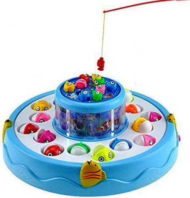 

FEMININE STYLE Go Go Fishing Electric Rotating Magnetic Fish Catching Game With Musical Lights (Multi color)(Multicolor)