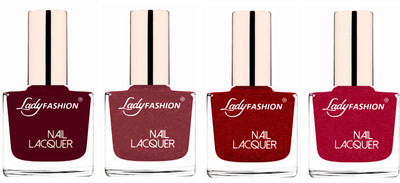 

Lady Fashion Ultra High Shine Long Stay Nail Polish Maroon,Mauve,Red,Bright Pink(Pack of 4)
