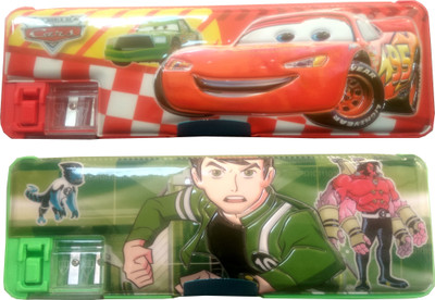 

HOTDEALZZ Magnetic Spiderman, Ben 10 Art Plastic Pencil Boxes(Set of 2, Yellow, Pink)
