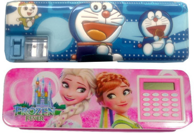 

Shreejee Magnetic Disney Princess, Doraemon Art Plastic Pencil Boxes(Set of 2, Blue, Pink)