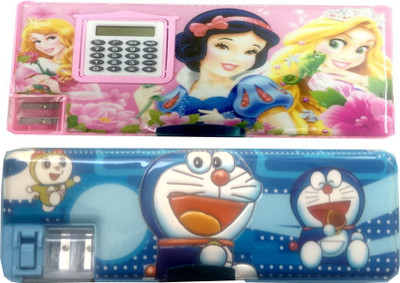 

HOTDEALZZ Magnetic Barbie, Doraemon Art Plastic Pencil Boxes(Set of 2, Pink, Dark Blue)
