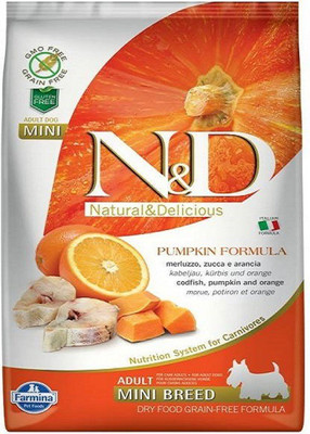 

farmina N&D Grain free Adult Mini Codfish pumpkin orange Cod, Fish 2.5 kg Dry Dog Food