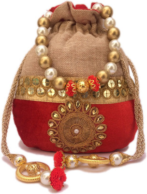 

Shubh Shagun Ethnic Designer Women girls handbag Potli(Beige)