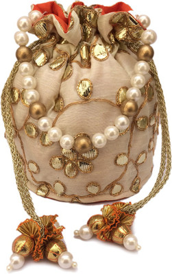 

Shubh Shagun Ethnic Designer Women girls handbag Potli(Beige)