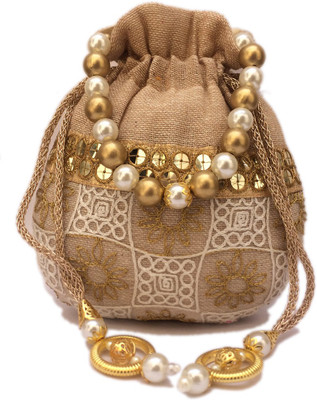 

Shubh Shagun Ethnic Designer Women girls handbag Potli(Beige)