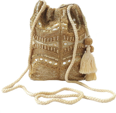 

HimalayaHandicraft Potli Batwa Pouch Bag with Metal Beadwork Gift For Women Potli Potli(Gold)