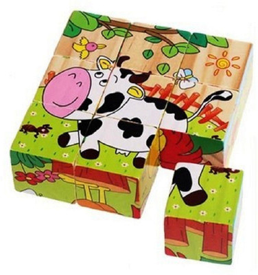 

SHRIBOSSJI Colorful Wooden Block Picture Puzzle For Toddlers And Small Children (Farm Theme)(9 Pieces)