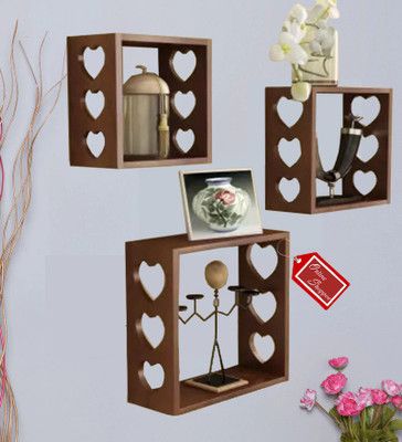 

Onlineshoppee Wooden Wall Shelf(Number of Shelves - 3, Brown)