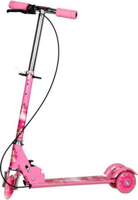 

SHIVA1341 3 wheel metal floding with led lights,Hand brake and bell manual scooter Manual Scooter(Green)