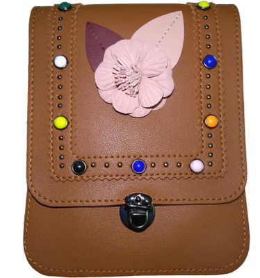 

AS Enterprise Girls Tan Leatherette Sling Bag