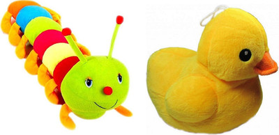 

Shopfloor.XYZ Caterpillar Soft Toy (26 cm) AND Duck teddybears stuffed soft toy - 26 cm(Multicolor)