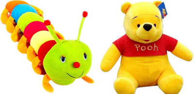 

Shopfloor.XYZ Colourfull Caterpillar Soft Toy AND POOH (Combo of Two) - 22 cm(Multicolor)