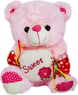 

Cuddly Silky Soft Fur Teady Bear Character Stuffed Toy for Kids - 11 inch(Pink)