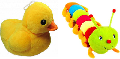 

Shopfloor.XYZ DUCK AND CATERPILLAR combo Stuffed soft toy (Pack of 2) - 23 cm(Multicolor)