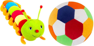 

Shopfloor.XYZ Colorful Caterpiller Soft Combo Of 2 AND Stuffed FOOTBALL - 24 cm(Multicolor)