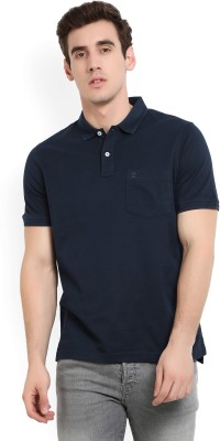 Louis Philippe Solid Men Polo Neck Blue T-Shirt