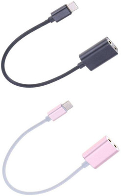 

OLECTRA Elite Series USB 3.1 type C headphone Spliter (Black & Pink) USB 3.1 USB Type C Male to Dual 3.5mm Female Earphone AUX Audio Splitter Adapter Cable USB Cable(Multicolor)