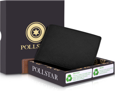 

POLLSTAR Men Black Genuine Leather Wallet(4 Card Slots)