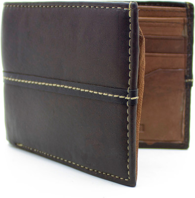 

Nietz Men Brown Genuine Leather Wallet(10 Card Slots)