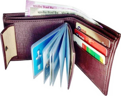 

SHAR Men Tan Artificial Leather Wallet(9 Card Slots), Dark brown