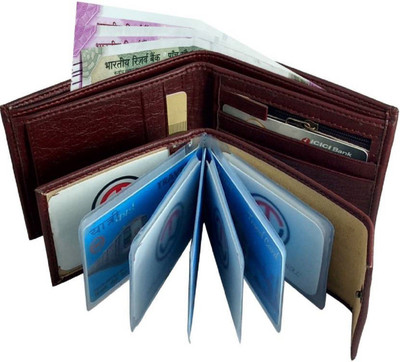 

SHAR Men Tan Artificial Leather Wallet(10 Card Slots), Dark brown