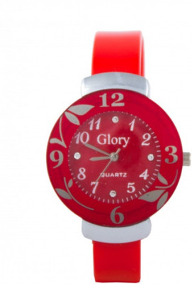 

Shree Enterprise Red Flower Dial Watch - For Girls