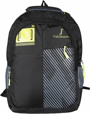 

FabSeasons High Density Polyester Printed Black Backpack Bag for Multipurpose use Like School, College Office, Travel etc with Raincover and Laptop holder 26 L Laptop Backpack(Black)