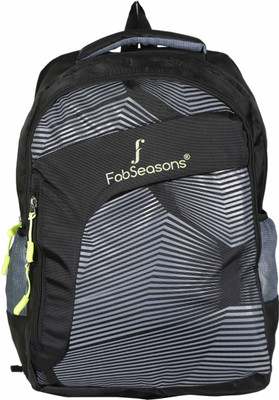 

FabSeasons High Density Polyester Printed Black Backpack Bag for Multipurpose use Like School, College Office, Travel etc with Raincover and Laptop holder 26 L Laptop Backpack(Black)