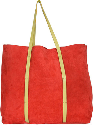 

HIDECART Suede Leather Shopping Bag Shoulder Bag(Red, 10 L)