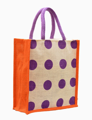 

AGGDA White Jute Burlap with Purple Dot Printed Waterproof Multipurpose Bag(White, 12 L)