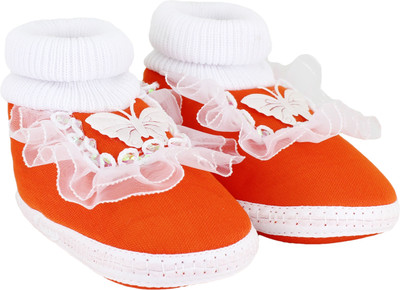 

Neska Moda Butterfly 6 To 18 Month Baby Booties(Toe to Heel Length - 12 cm Orange)