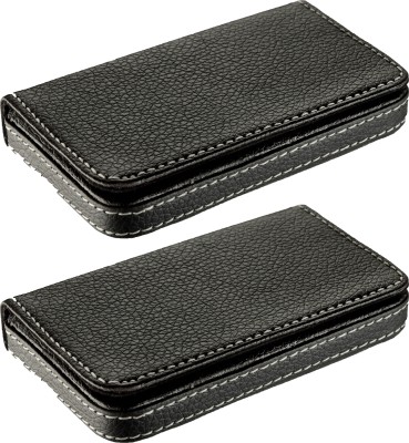 OFIXO Black SOFT_Pack of 2 Steel Credit Card Holder, Wallet Slim Metal Case 6 Card Holder(Set of 2, Multicolor)