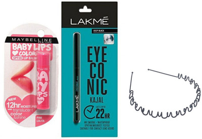 24 Off On Opticare Hair Band With Lakme Eyeconic Kajal Maybelline Newyork Lipbalm Set Of 3 On Flipkart Paisawapas Com The smooth feature of lakme eyeconic kajal makes it special. opticare hair band with lakme eyeconic kajal maybelline newyork lipbalm set of 3