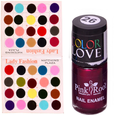 

Pink Root Nail Paint No. 26 (15ml), Lady Fashion Multi Color No. 15 Bindi(Set of 2)
