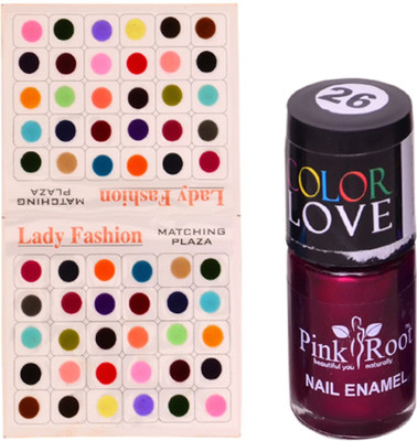 

Pink Root Nail Polish No. 26 (15ml) Lady Fashion Multi Color No. 14 Bindi(Set of 2)