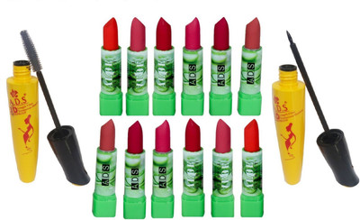 

ads Aloe Lipstick with Eyeliner Mascara(Set of 14)
