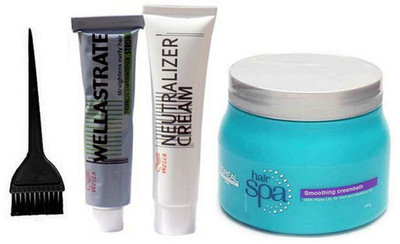 

studio fix combo Hair Brush & Loreal hair Spa Smoothing Creambath & Wellastrate Curly Hair(Set of 4)