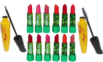 

ads Green Tea Lipstick(Set Of-12)Eyeliner Mascara and eye liner(Set of 14)