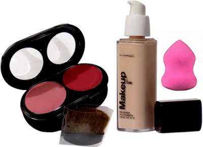

9 to 5 Sponge Puff , Makeup Pro Longwear Foundation Of Mac With Two Shade Blusher(Set of 3)